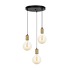 Luster na sajli MIROS 3xE27/60W/230V okrugli crni/zlatni