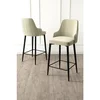 Hanah Home set od 6 barskih stolica Tera, krem tkanina Babyface, crne metalne noge