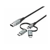 USB kabl 3 u 1 (Type-C/Micro/Lightning) 1.5m - Sivi