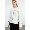 Trendyol Ecru Soft Texture Color Block Crew Neck Knit Sweater