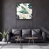 WallXpert slika na kaljenom staklu Kgls_1101, tropsko lišće na svetloružičastoj pozadini, 80 x 80 cm