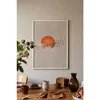 WallXpert uramljena slika 115231, narandžasto sunce i jato ptica na bež pozadini, 30 x 40 cm, beli ram