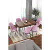Hanah Home trpezarijski set Via, sto na razvlačenje i 6 stolica, ploča u dekoru drveta Baroque, roze tkanina Jerry