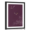 Plakat s paspartujem letajoče ptice - 60x90 white