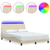 Vidaxl Posteljni okvir brez vzmetnice Hanko krem 140x190 cm blago