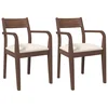 Vidaxl Jedilni stoli z blazinami 2 kosa Brown Solid Wood Rubber