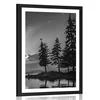 Plakat s paspartujem gorsko jezero v črnobeli varianti - 40x60 no frame