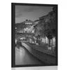 Plakat pobrežje Pariza v črnobeli varianti - 40x60 no frame