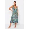 Trendyol ploščice vzorčasto Midi tkana obleka za plažo