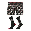 Jack & Jones Komplet boksarice in nogavice Snow Skulls Giftbox 12285138 Črna
