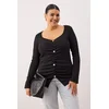 Trendyol Curve Ženska bluza Tbbaw26Af00029, Crna