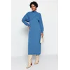 Trendyol Indigo Bolero Detailed Knitwear Cardigan-Dress Bottom-Top Set