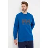 Bombažen pulover Helly Hansen moška, mornarsko modra barva