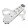 Podaljšek 2 m/3 vtičnice/s stikalom/beli/1× USB-A + 1× USB-C/1,5 mm2