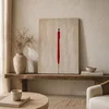 WallXpert slika na platnu Huhu3200, minimalistička crvena figura na bež podlozi, 70 x 100 cm