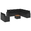10-dijelni set vrtnih sofa s jastucima crni od poliratana