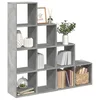 Pregrada/regal za knjige 4 razine sivi 131,5x29x131,5 cm drveni