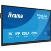Iiyama Prolite TE7513A-B2AG 75UHD VA 3840x2160 400cd 1200:1 8ms Android 1, 8/128GB, 40-Points, VGA, HDMI 2x HDMI-out 2x USB-C, Audio mini-jack and Optical Out (S/PDIF), USB Touch Interface,  Landscape mode, Media Play USB Ports, AntiGlare Glass,LAN