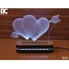 Black Cut 3D Lampa Srce Bela