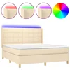 Vidaxl Box spring postelja z vzmetnico LED krem 160x200 cm blago