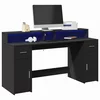 Radni stol s LED svjetlima crni 160x55x91 cm konstruirano drvo