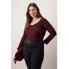 Trendyol Curve Ženska bluza Tbbaw26Af00034, Bordo