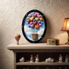 WallXpert drveni zidni ukras ALQ126-M, balon od šarenih srca iznad oblaka, 33 x 43 cm
