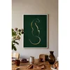 WallXpert uramljena slika 115223, zlatna linijska silueta pantera na tamnozelenoj pozadini, 50 x 70 cm, beli ram