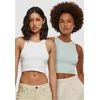 Womens Cropped Rib Top - 2 Pack Mint+White