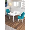Hanah Home trpezarijski set Arp, sto i 2 stolice, bela ploča, tirkizna tkanina Babyface