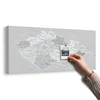 Slika na pluti sivi zemljevid Češke s kontrastom - 120x60 transparent