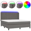 Vidaxl Box spring postelja z vzmetnico LED siva 160x200cm umetno usnje