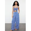 Trendyol Ethnic Patterned Woven Ruffle Blouse Trousers Suit