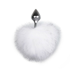 analni čep Bunny Tail, srebrn-bel