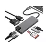 E-GREEN Adapter USB 3.1 Tip C (M) - HDMI+VGA+2X 3.0 USB + tip C + SD (F)
