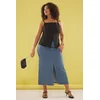 Trendyol Curve Black Strappy Pool Collar Buttoned Crepe Knit Plus Size Blouse