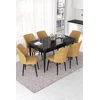 Hanah Home Set Trpezarijski sto i 6 stolica Nef, Oker-crni