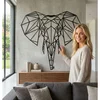 WallXpert metalni zidni ukras 5052, geometrijska glava slona, 71 x 76 cm, crni