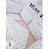 Bubamara037 Set za krevetac sa ogradicom od jastuka Srca, bez lastiša, Belo-Roze