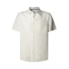 Pepe Jeans za moške. PM308847 Amaro bela srajca v barvi ecru (S), Priložnostno, Lan, Kratek rokav