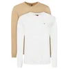 Tommy Jeans Majica Tommy Flag Slim Long Sleeve T  bež / bela