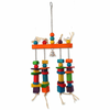 Igrača BIRD JEWEL viseča barvna - trapez z lesom in zvončkom - 55 cm