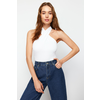 Trendyol White Halter Neck Fitted/Fitted Stretch Knitted Blouse
