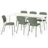 VIHALS / VIHALS Sto i 6 stolica, bela/zelena Tibbleby sivozelena, 120/180x74 cm