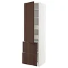 METOD / MAXIMERA Vis.el. s polic/4fiok/vrat/2front, bela/Sinarp smeđa, 60x60x220 cm