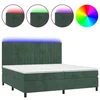 Vidaxl Box spring postelja z vzmetnico LED tem. zelena 200x200cm žamet