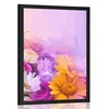 Plakat oljna slika barvitih cvetov - 40x60 white