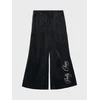 Sinsay - Velur wide leg pantalone sa ukrasnim natpisom od cirkona - crno