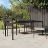 vidaXL Vrtna miza rjava 90x90x75 cm kaljeno steklo in poli ratan