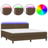 Vidaxl Box spring postelja z vzmetnico LED temno rjava 180x200cm blago